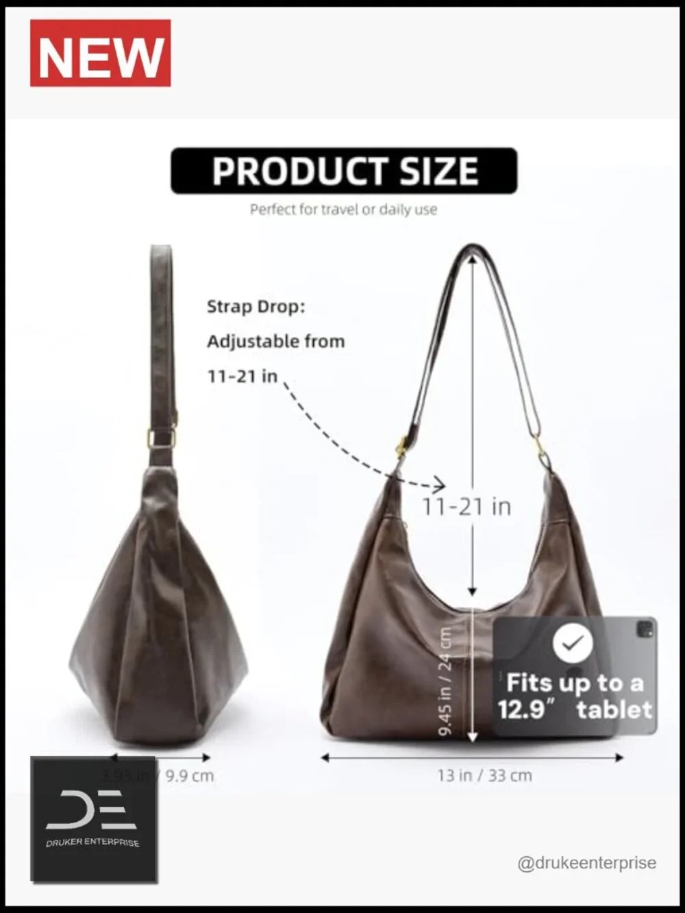Ultra Soft Foldable Vegan Leather Hobo Bag, Lightweight Slouchy Shoulder Handbag